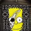 Skull Under Bart Simpson Head Tiny Skull Patterns Premium Quilt Blanket 7