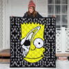 Skull Under Bart Simpson Head Tiny Skull Patterns Premium Quilt Blanket 3