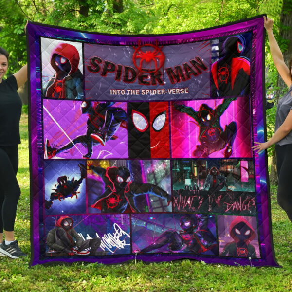 Spider Man Into Spiderverse Premium Quilt Blanket Movie Home Decor Custom For Fans