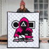 Squid Game Movie Premium Quilt Cold Triangle Squid Worker Portrait Artwork White Quilt Blanket 3