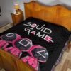 Squid Game Movie Premium Quilt Cute Chibi Squid Workers Round Square Triangle Big Head Quilt Blanket 19