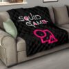 Squid Game Movie Premium Quilt Cute Chibi Squid Workers Standing On Round Square Triangle Stairs Quilt Blanket 15