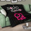 Squid Game Movie Premium Quilt Cute Chibi Squid Workers Standing On Round Square Triangle Stairs Quilt Blanket 17