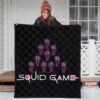 Squid Game Movie Premium Quilt - Funny Chibi Squid Workers Team Round Square Triangle Quilt Blanket 3