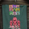 Squid Game Movie Premium Quilt Players Portrait With Black Masked Boss And Squid Worker Standing Quilt Blanket 7