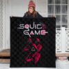 Squid Game Movie Premium Quilt Red Squid Worker Round Square Triangle Symbol Quilt Blanket 3