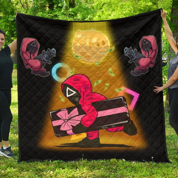 Squid Game Movie Premium Quilt Red Squid Worker Stealing Gift Golden Money Pig Quilt Blanket