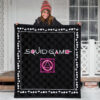 Squid Game Movie Tapestry Neon Round Square Triangle Shape Squid Game Text Font Tapestry Home Decor 3