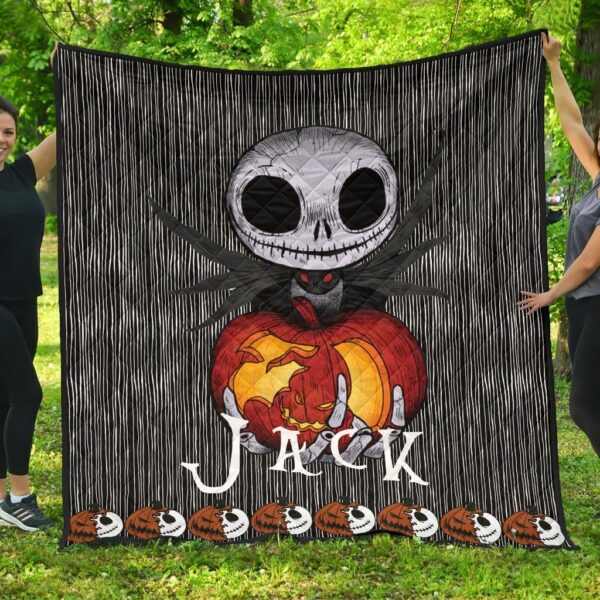 The Nightmare Before Christmas Cartoon Premium Quilt | Baby Jack Skellington Pumpkin Patterns Quilt Blanket