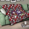 The Nightmare Before Christmas Cartoon Premium Quilt | Jack And Sally Broken Heart Villains Oogie Lock Sock Barrel Quilt Blanket 17