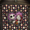 The Nightmare Before Christmas Cartoon Premium Quilt | Jack And Sally Love Colorful Skull Coffin Patterns Quilt Blanket 7