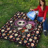 The Nightmare Before Christmas Cartoon Premium Quilt | Jack And Sally Love Colorful Skull Coffin Patterns Quilt Blanket 9