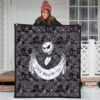 The Nightmare Before Christmas Cartoon Premium Quilt | Jack Skellington Skulls Pumpkin Black White Quilt Blanket 3