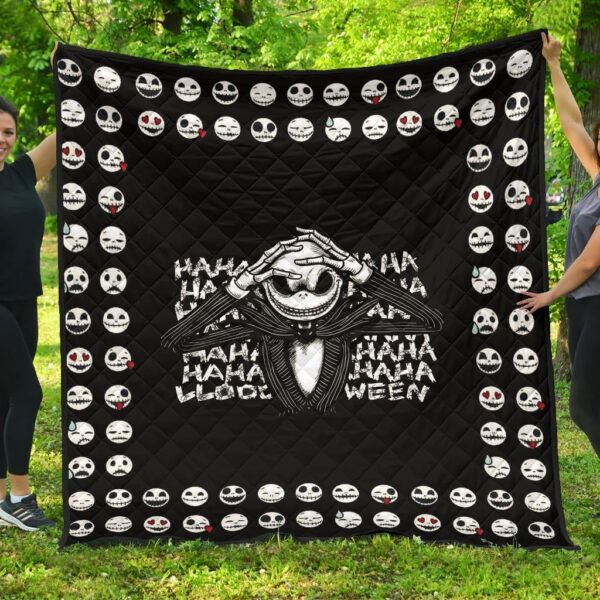 The Nightmare Before Christmas Cartoon Premium Quilt – Scary Smiling Jack Little Emotions Face Patterns Quilt Blanket