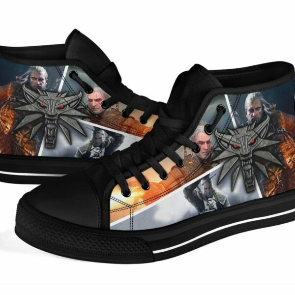 The Witcher Sneakers Wolf Charm High Top Shoes Fan Gift