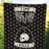 Time Kills Skeleton Head Patterns Sand Timer Premium Quilt Blanket 5