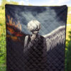 Tokyo Ghoul Anime Premium Quilt - Ken Kaneki Death Angel Flaming Black And White Wings Quilt Blanket 5