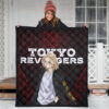 Tokyo Revengers Anime Cool Mikey Gang Red Pattern Theme Premium Quilt Blanket 3