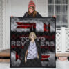 Tokyo Revengers Anime Cool Mikey Smiling Red And Grey Premium Quilt Blanket 3