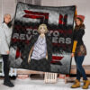 Tokyo Revengers Anime Cool Mikey Smiling Red And Grey Premium Quilt Blanket 1