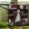Tokyo Revengers Anime Cool Mikey Smiling Red And Grey Premium Quilt Blanket 13