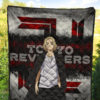 Tokyo Revengers Anime Cool Mikey Smiling Red And Grey Premium Quilt Blanket 5