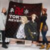 Tokyo Revengers Anime Mikey And Draken Portrait Black And Red Theme Premium Quilt Blanket 1