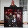 Tokyo Revengers Anime Mikey And Draken Together Red Theme Premium Quilt Blanket 3