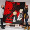 Tokyo Revengers Anime Mikey And Draken Walking Red And Black Premium Quilt Blanket 1