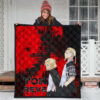 Tokyo Revengers Anime Mikey And Draken Walking Red And Black Premium Quilt Blanket 3