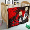 Tokyo Revengers Anime Mikey And Draken Walking Red And Black Premium Quilt Blanket 21