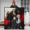 Tokyo Revengers Anime Mikey Brothers Uniform Red Black Watercolor Premium Quilt Blanket 3