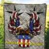 US Independence Day Americans Never Quit Eagle With Flag Premium Quilt Blanket 5