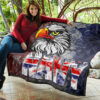 US Independence Day America's Navy On US Flag Eagle Face Premium Quilt Blanket 11