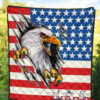 US Independence Day Bald Eagle Breaking Though Claw Scratch Premium Quilt Blanket 5