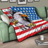 US Independence Day Bald Eagle Breaking Though Claw Scratch Premium Quilt Blanket 17