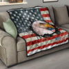 US Independence Day Bald Eagle Breaking Though US Flag Premium Quilt Blanket 15