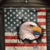 US Independence Day Bald Eagle Breaking Though US Flag Premium Quilt Blanket 7