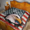 US Independence Day Bald Eagle Breaking Though US Flag Premium Quilt Blanket 19