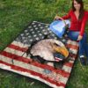 US Independence Day Bald Eagle Breaking Though US Flag Premium Quilt Blanket 9