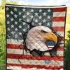 US Independence Day Bald Eagle Breaking Though US Flag Premium Quilt Blanket 5