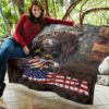 US Independence Day Bald Eagle Broken US Flag Premium Quilt Blanket 11