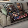 US Independence Day Bald Eagle Broken US Flag Premium Quilt Blanket 15