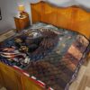 US Independence Day Bald Eagle Broken US Flag Premium Quilt Blanket 17