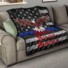 US Independence Day Bald Eagle Flying Black White US Flag Premium Quilt Blanket 15