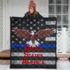 US Independence Day Bald Eagle Flying Black White US Flag Premium Quilt Blanket 3