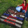 US Independence Day Bald Eagle Flying Black White US Flag Premium Quilt Blanket 9