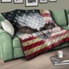 US Independence Day Bald Eagle Flying Don't Mess With US Premium Quilt Blanket 17