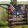 US Independence Day Bald Eagle Grab US Military Medal Premium Quilt Blanket 13