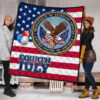 US Independence Day Bald Eagle Veteran Affairs Fourth Of July Premium Quilt Blanket 1